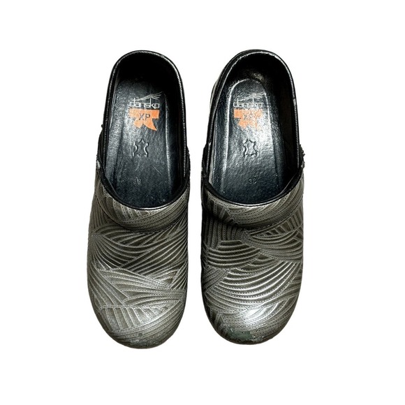 Dansko Metallic Gray Green Leather Clogs Career Work Nurse Size 38 (US 7.5-8) - Picture 11 of 14